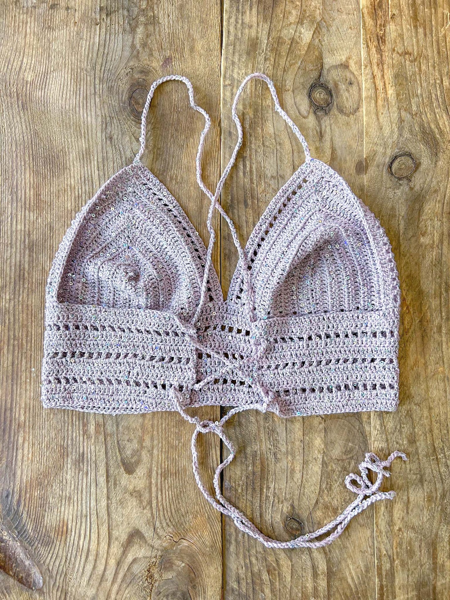 Crochet top | Lilac &amp; Sequins | Size S