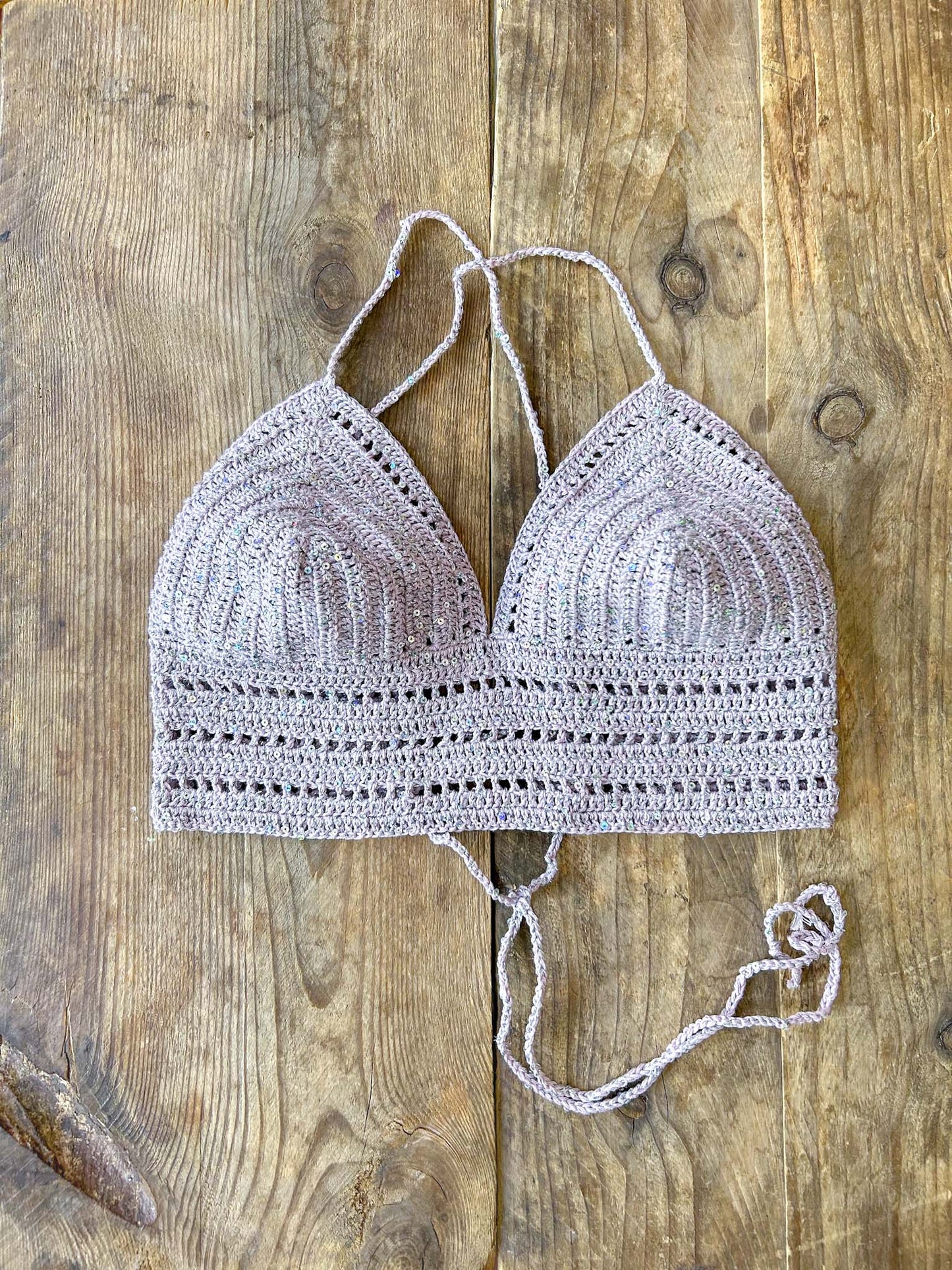 Crochet top | Lilac &amp; Sequins | Size S