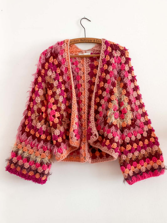 Glitter Käthe | pink-goldener Cardigan | S-M | 7/8 Arm